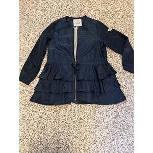 Moncler Women Cotton Blend Sz XL Made In China Lightweight Lined Blue Ruffles